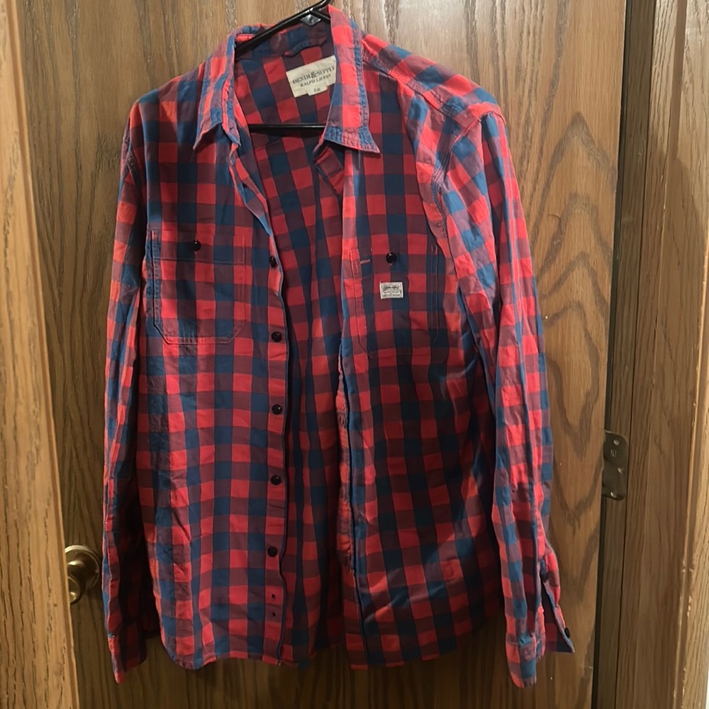 Denim & Supply Ralph Lauren Check/plaid Button Front Shirt Red/Blue Mens Medium